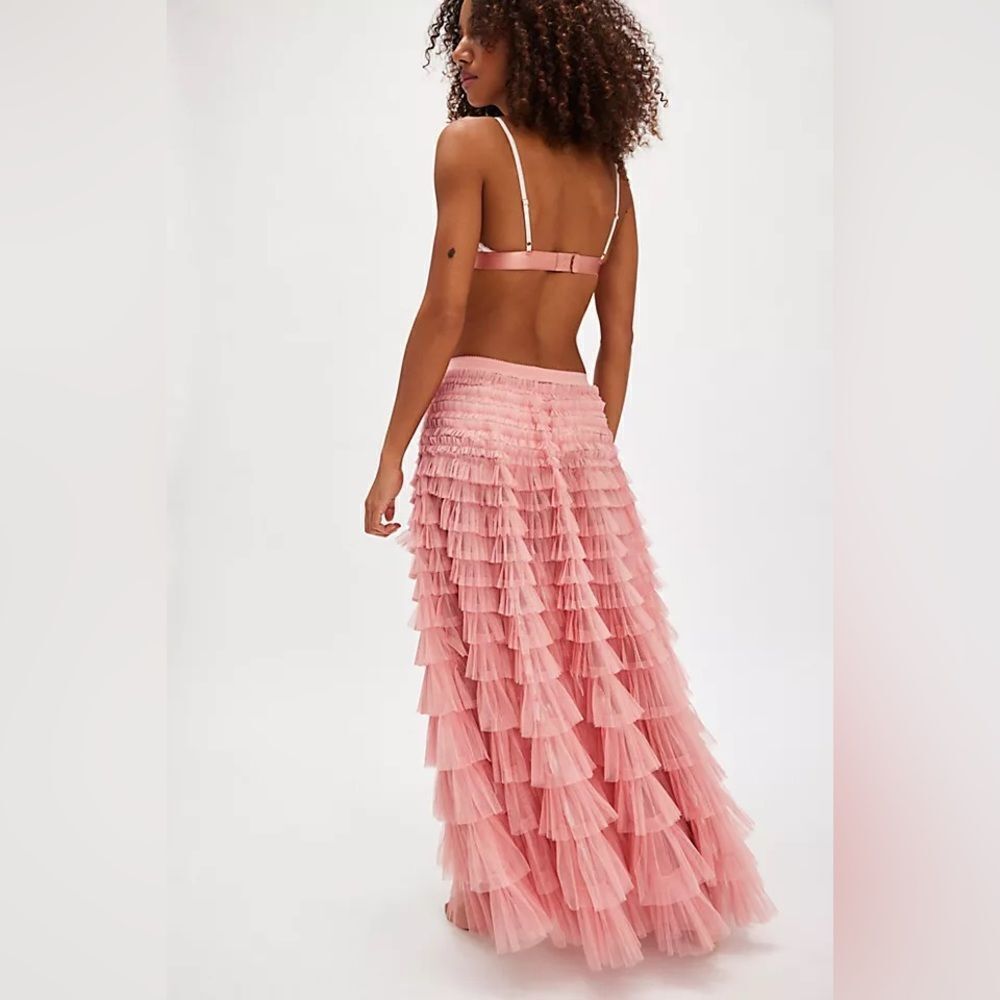 Free People Return Of The Ruffle Maxi Slip Skirt